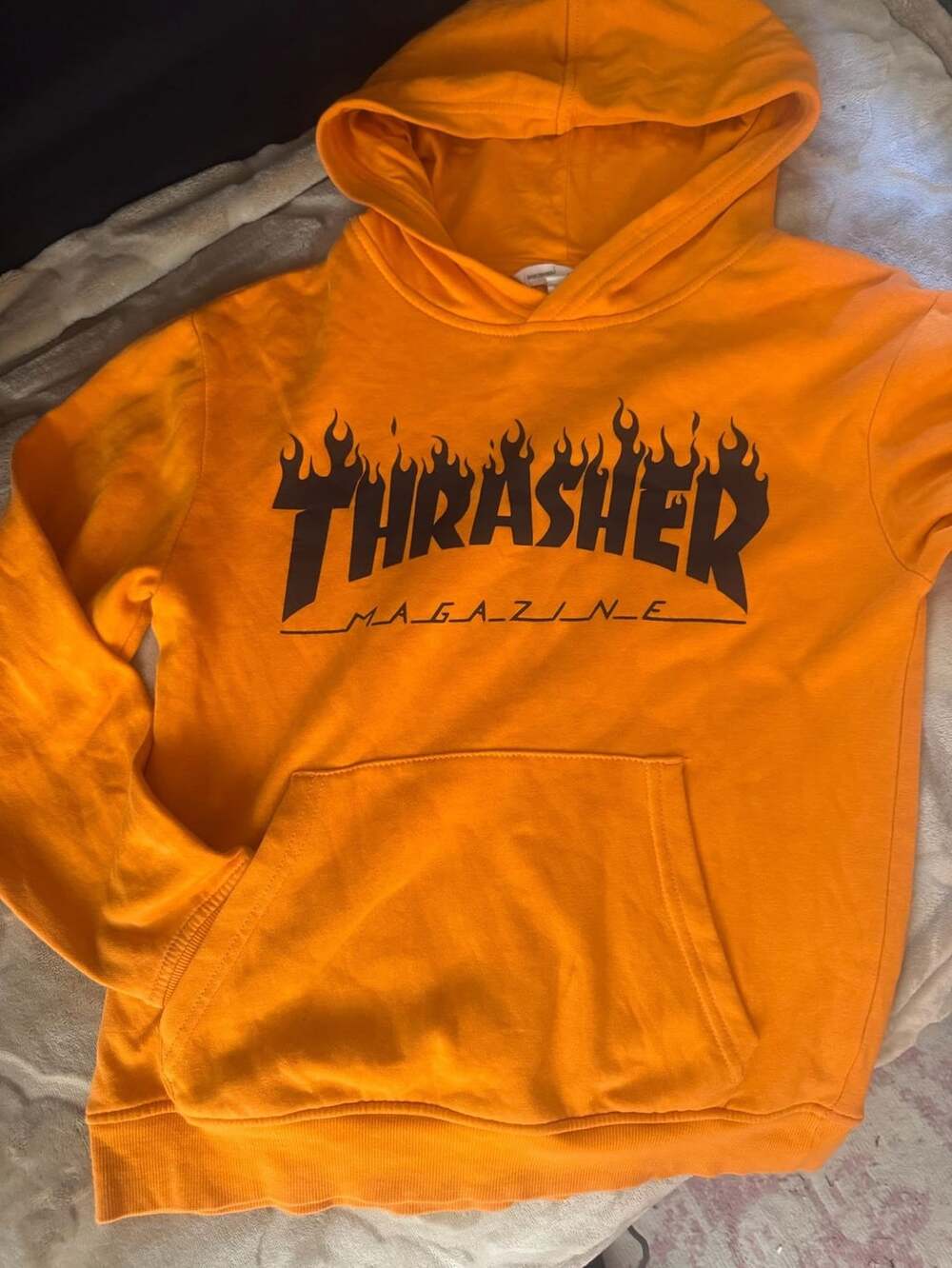 H&M Thrasher Magazine Hoodie Size 12-14 Orange Flame Graphic Pullover